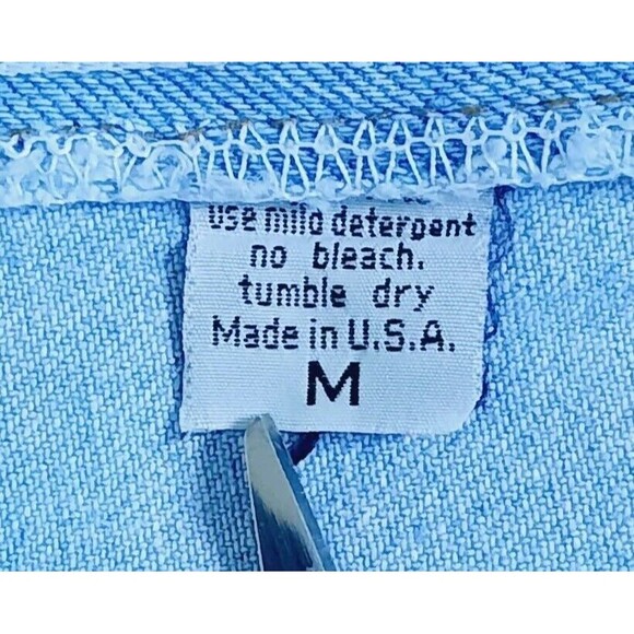 Vintage 90s Mastik Painted Denim Overalls Shorts Shortalls Women Size M USA - Picture 6 of 13